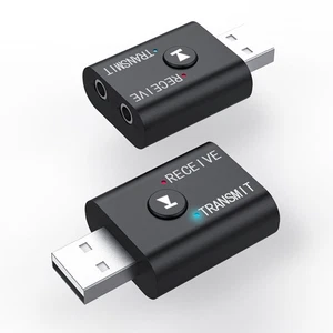 2X 5.0 USB Bluetooth Transmitter Receiver 2-in-1 - for TV/Speaker Wireless Audio - Picture 1 of 12