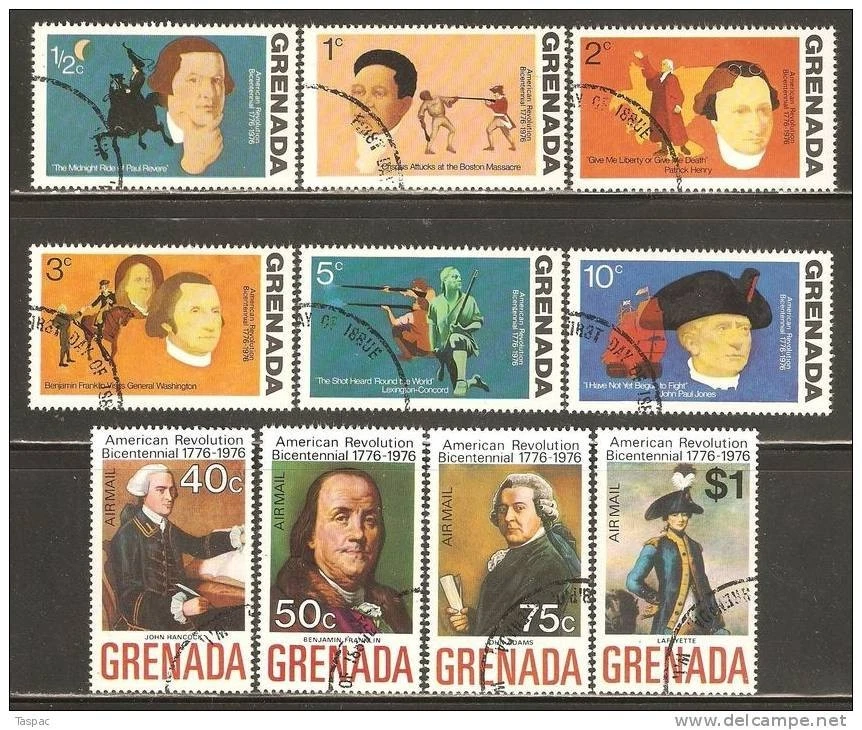 GRENADA Sc# 628-633 C29-C32  BICENTENNIAL  AMERICA Cpl set of 10 1975 used cto - Image 1 of 1