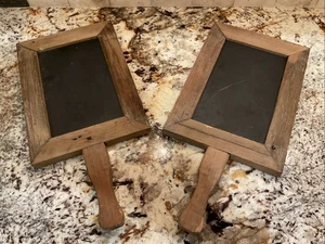 2 Antique Vintage Chalk Boards with Handles 11 x 8 - Picture 1 of 12