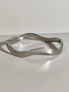 *VINTAGE* 925 Sterling Silver Wave Hinged Bangle Bracelet Mexico!! - Picture 1 of 7