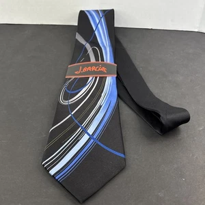 Cravatta J. Garcia Moon Mountains collezione Fifty Five blu nero seta liquida - Foto 1 di 5