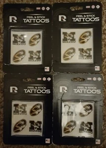 MU, UNIVERSITY OF MO Columbia 4, 4-Piece Peel And Stick Tattoo Set NEW Rico Ind. - Picture 1 of 3