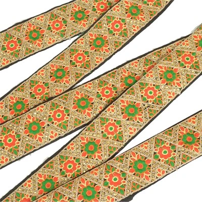 Borde de costura artesanal de encaje negro con cuentas a mano indio sánscrito decoración/vestido 1 yarda Foto 1 de 4