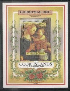 Cook Islands #1054 (A154) S/S ss postfrisch 1991 6,40 $ "Madonna und Kind", von Lippi - Bild 1 von 1