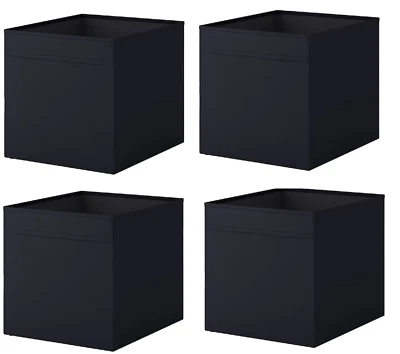 4x IKEA DRONA Storage Boxes for Kallax Shelving Unit Organizer Black33x38x33cm - Image 1 of 4