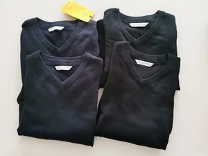 M&S 2pk Unisex Pure Cotton School Jumper, Black or Navy, age 3-4, 4-5 - Picture 1 of 3