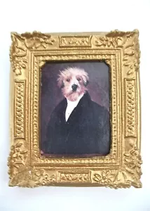 Puppenhaus Puppenstube Miniatur BILDERRAHMEN GENTLEMAN HUND - Bild 1 von 1