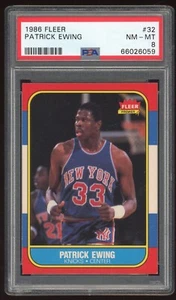 PATRICK EWING 1986-87 FLEER BASKETBALL #32 ROOKIE CARD PSA 8 - Picture 1 of 2
