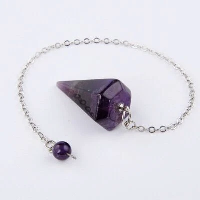 Pendolo ciondolo piramide autentica ametista con GARANZIA pietre naturali NUOVO - Immagine 1 di 3