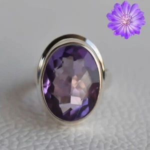 Amethyst Gemstone 925 Sterling Silver Ring Handmade Jewelry Ring For Gift - Picture 1 of 3