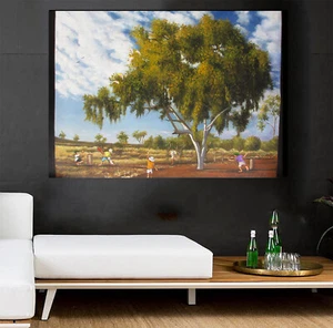 Copa Mundial de Cricket Arte Firmado Paisaje Pintura Bush Lienzo Australia Outback - Imagen 1 de 12