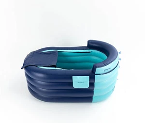 Folding Inflatable Bathtub Adult Kids Spa Bath Tub Warm Pool W/Air Pump Portable - Picture 1 of 18