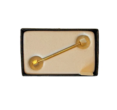 PIN de barra de cuello Swank vintage tono dorado 1,5” L cubo extremo barra estilo boda nuevo en stock Foto 1 de 4