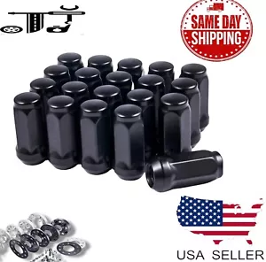 20Pc Black 1.8" Tall 14x1.5 Acorn Lug Nut 3/4" Hex Tesla Model 3/X/Y/S All Year - Picture 1 of 5