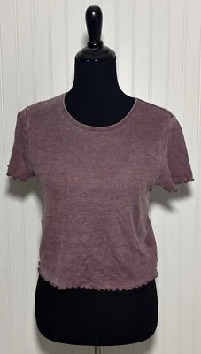 Camiseta de bebé American Eagle Waffle recortada manga corta borgoña talla grande granola Foto 1 de 4