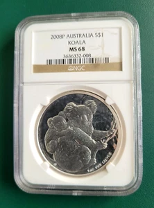 2008 Australia Coin Koala 1 oz 999 Silver NGC MS68 ! - Picture 1 of 3