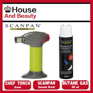 NEW Scanpan Chef's Torch - Green & Classic Butane Gas Cylinder 250ml (RRP $50) - Picture 1 of 4