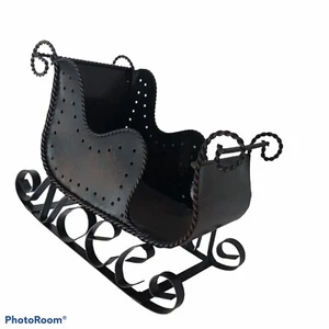Manto de trineo de Navidad de metal color bronce 7" H -8,5" L -4,5" W - Imagen 1 de 5