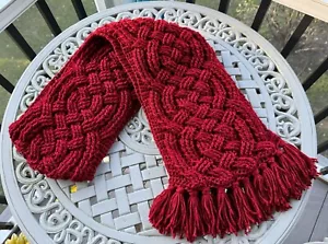 Crocheted Cables Celtic Knot Winter Scarf - Picture 1 of 1