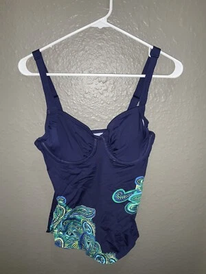 Camiseta Tankini TITLE NINE Mujer Azul Paisley Estampado Bodacious Talla 34C Nueva con Etiquetas Foto 1 de 2