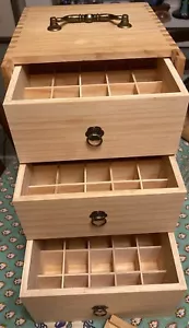 Portable Craft/Jewelry Wood Storage Box 3 Drawersn75 slots, Ready To Personalize - Picture 1 of 10