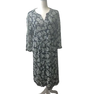 J Jill Women's Dress Blue Floral VNeck S Tall - Picture 1 of 12