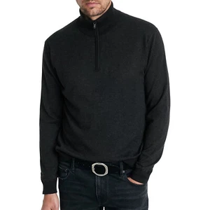 John Varvatos Collection Men's Grand Birdseye 1/4 Zip Pullover LS Sweater Black - Picture 1 of 6