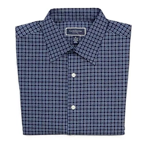 Club Room Dress Shirt Men's Medium 15-15.5 32/33 Slim Fit Blue Check Print NWOT - Picture 1 of 10