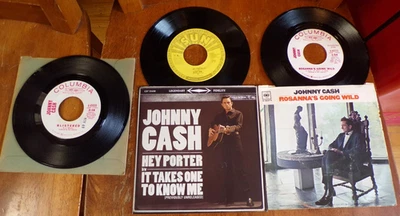 Johnny Cash Set of 3 45s PROMOs & Picture Sleeves Foto 1 de 2