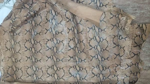 Camel Beige Snake Print Lambskin Leather Hides Indian Lambskin skin 6sqf - Picture 1 of 6