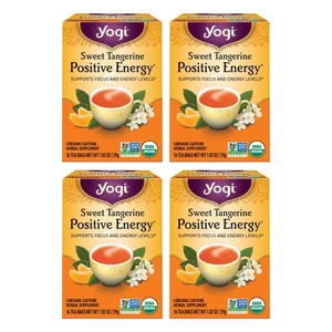 Yogi Sweet Tangerine Positive Energy Tea - 16 Tea Bags per Pack (4 Packs) - O... - Picture 1 of 6