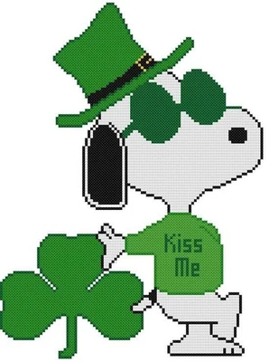 CROSS STITCH+ CRAFT PATTERN Snoopy Dog Joe Cool Irish Celtic St. Patrick's Day - Image 1 of 4