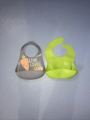 2 baberos de silicona para bebé fáciles de limpiar cómodos a prueba de agua babero de alimentación Foto 1 de 2