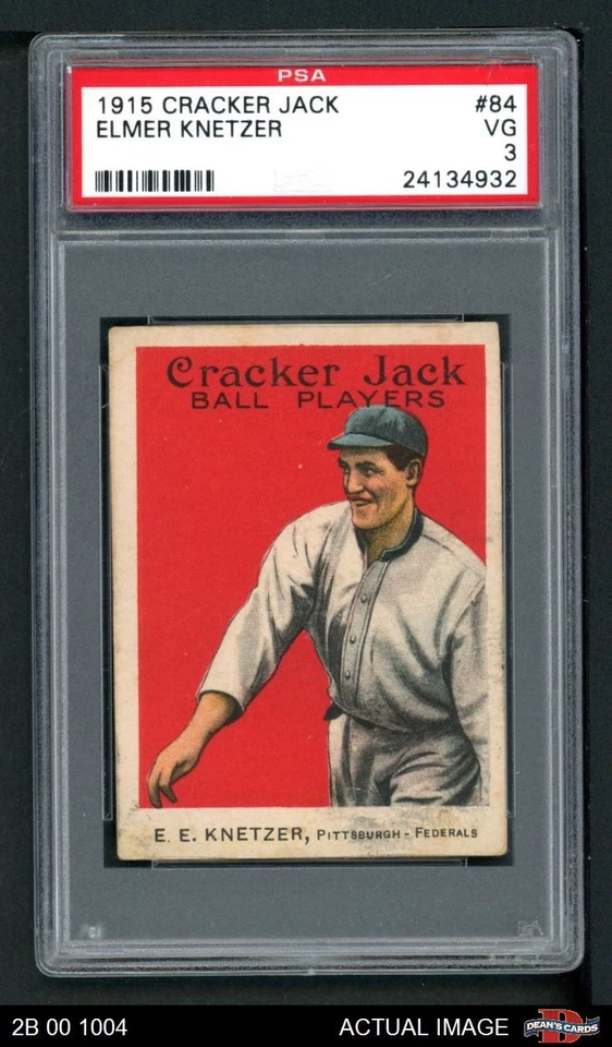 1915 Cracker Jack #84 Elmer E. Knetzer Pirates PSA 3 - VG - Image 1 of 2