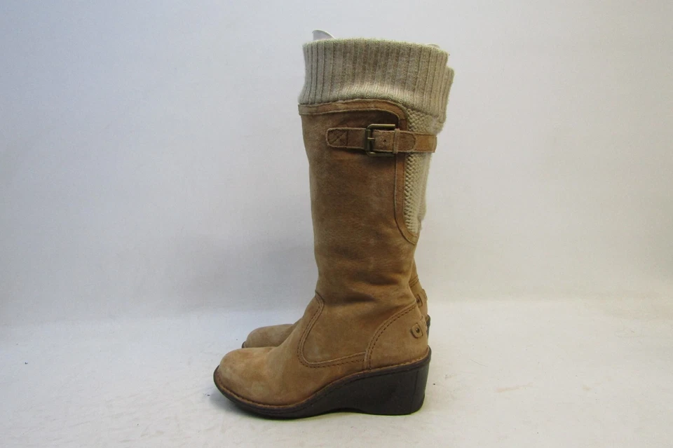 Botas de moda UGG para mujer talla 6 M marrón gamuza cremallera 12,5" eje media pantorrilla Foto 1 de 4