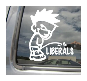 Pee On Liberals - Funny Humorous Piss On Car Window Vinyl Decal Sticker 02099 - Picture 1 of 2