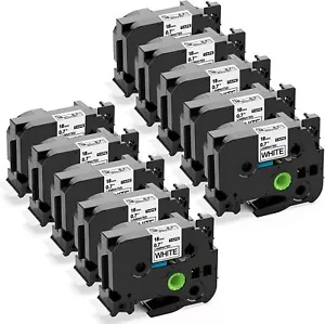 10PK TZe-241 TZ-241 3/4" Black on White Tape 18mm Fits For Brother P-Touch Label - Picture 1 of 8
