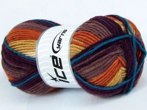 4-Skein Lot Ice Yarns Nice Baby Yarn Acrylic maroon copper blue - Picture 1 of 4