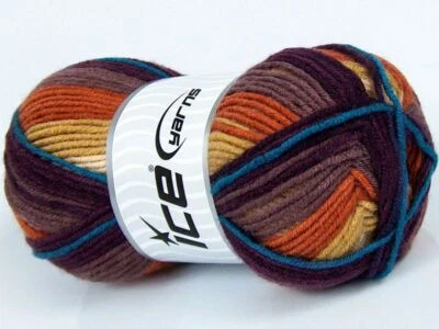 Lote de 4 hilos de hielo bonito hilo bebé acrílico granate cobre azul Foto 1 de 4