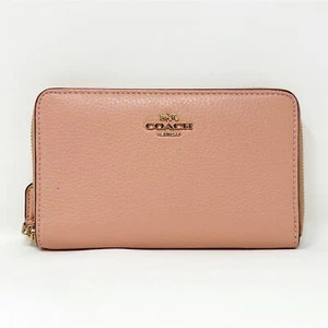 Coach Medium Id Zip Wallet in Shell Pink Leather C4124 New With Tags - Picture 1 of 9