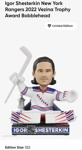 Igor Shesterkin New York Rangers 2022 Vezina Trophy Award Bobblehead /322 Cover