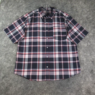 True Rock Shirt Mens 5X Blue Plaid Short Sleeve Button Up Cotton Blend Casual - Image 1 of 4