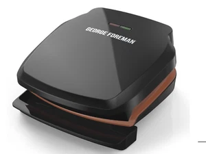 Parrilla interior eléctrica George Foreman de 2 porciones negra y cobre y prensa Panini - Imagen 1 de 11