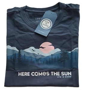 Life Is Good SS Shirt Crusher Tee HERE COMES THE SUN Mountains 43in Womens L - Picture 1 of 7