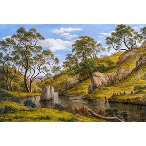 John Glover, Bath of Diana, Van Diemens Land, Lustre Canvas Print, 16" x 24" - Picture 1 of 10