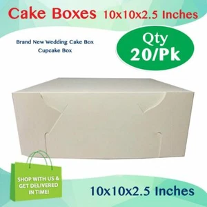 CAKE DECORATION CAKE BOX 10x10x2.5" 20Pk Cupcake Window Muffin Boxes Cake Boards - Picture 1 of 2