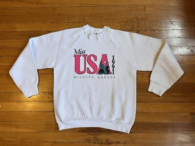 Suéter Vintage Miss USA 1991 Mujer’s Grande Blanco Años 90 Foto 1 de 4