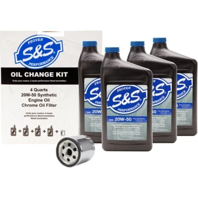 S&S Cycle 20W50 Synthetic Oil Change Kit Chrome Harley-Davidson Twin Cam 1999-17 - Image 1 of 2