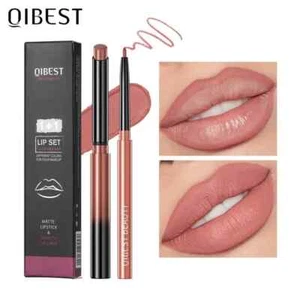 QIBEST 2pcs Lipstick Lipliner Pen Set Matte Nude Waterproof Long Lasting Lip Pen - Picture 1 of 11