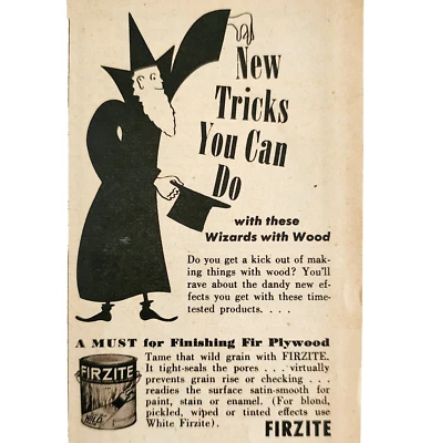 1950 US Plywood Wizards With Wood Advertisement Woodworking Glue Varnish DWF25 - Image 1 of 2